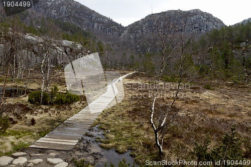 Image of wooden track in rural landscape