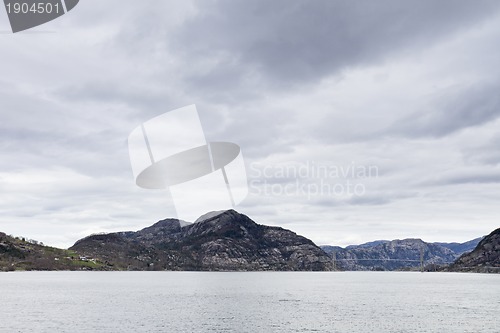 Image of landscape in norway - coastline in fjord