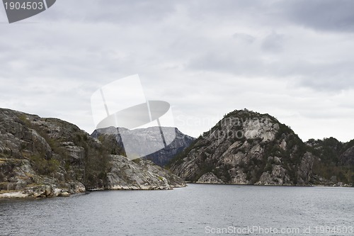 Image of landscape in norway - coastline in fjord