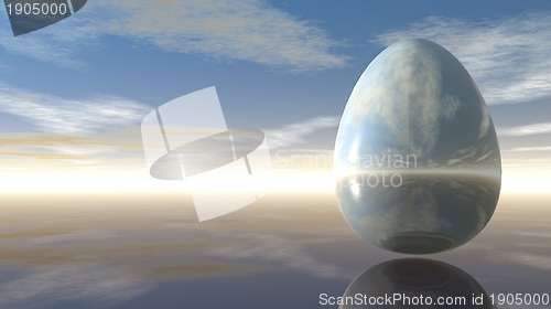 Image of egg under cloudy sky