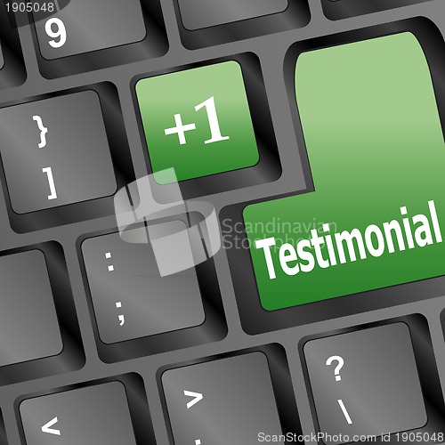 Image of Testimonials computer key shows recommendations