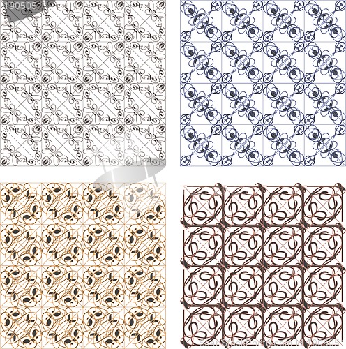 Image of seamless vintage backgrounds set brown baroque pattern