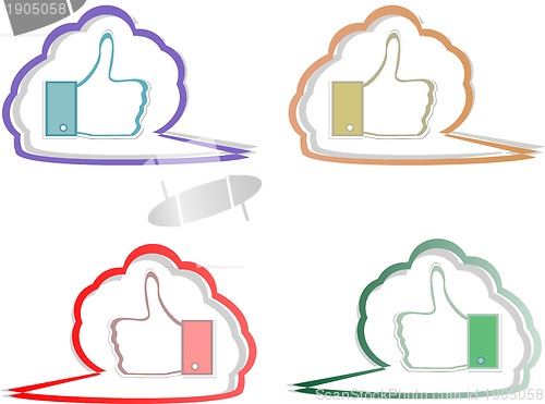 Image of Like labels stickers set on abstract speech bubbles