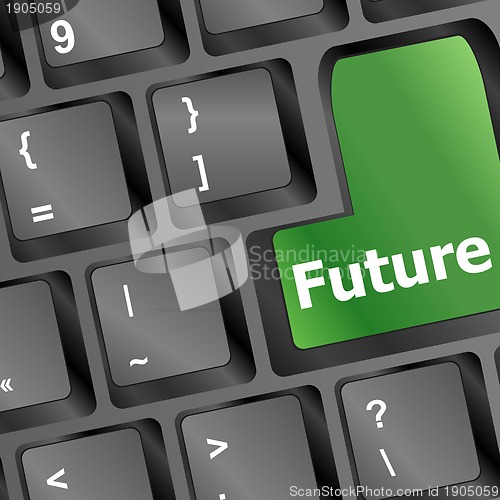 Image of future time concept with key on computer keyboard