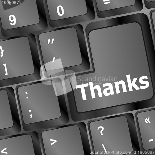 Image of a thanks message on enter key of keyboard