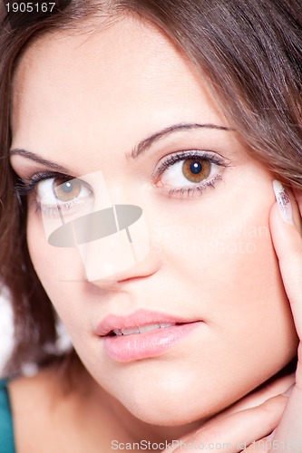 Image of beautiful brunette woman portrait with makeup
