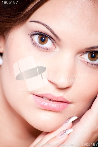 Image of beautiful brunette woman portrait with makeup