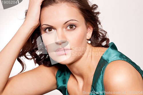 Image of beautiful brunette woman portrait with makeup