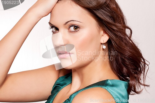 Image of beautiful brunette woman portrait with makeup
