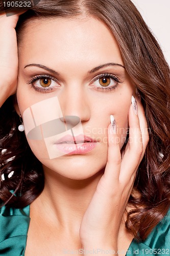 Image of beautiful brunette woman portrait with makeup
