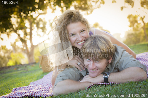 Image of Attractive Loving Couple Portrait in the Park