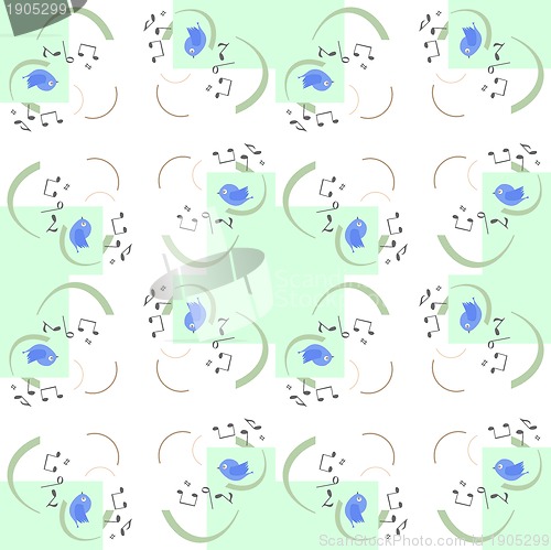 Image of vector seamless pattern with cute birds