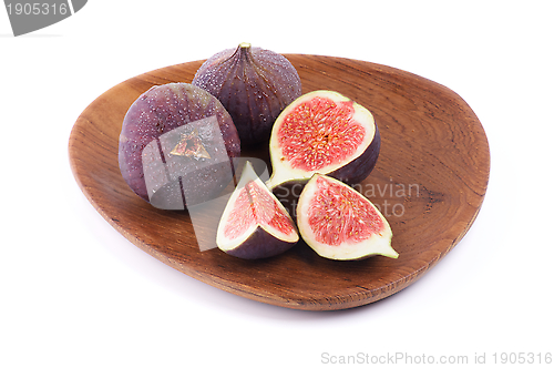 Image of Perfect Figs on Wood Plate