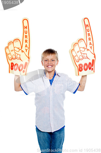 Image of Energetic young boy showing true fan spirit