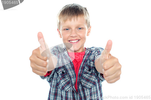 Image of Student flashing double thumbs up
