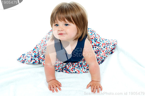 Image of Cute baby girl crawling