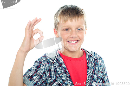 Image of Enthusiastic young student flashing a perfect sign