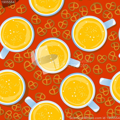 Image of Beer mugs and pretzels pattern