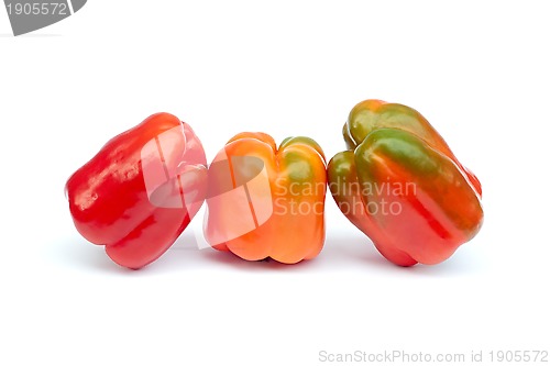 Image of Three sweet peppers on white