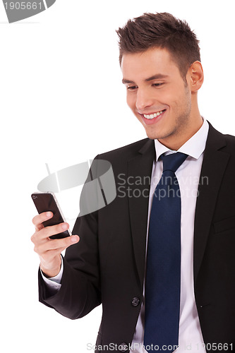 Image of business man reading an SMS