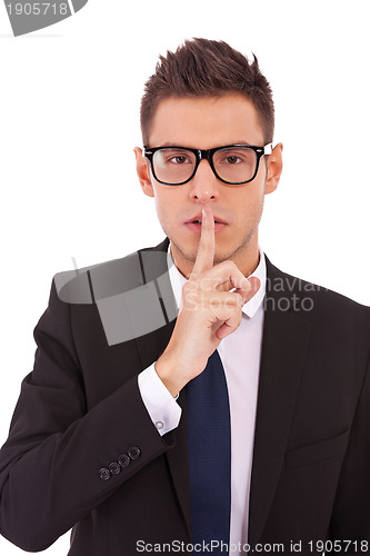 Image of Business man keeping silence