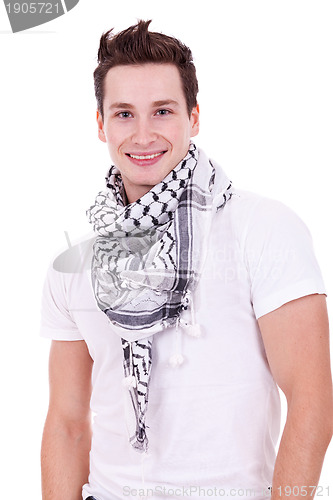Image of casual man wearing a cool scarf 