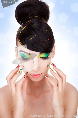 Image of Fashion style, manicure, cosmetics and make-up