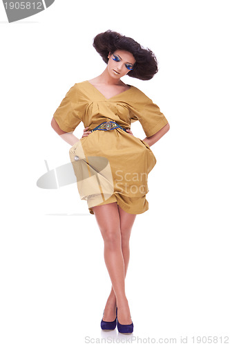 Image of Beautiful women in a yellow dress