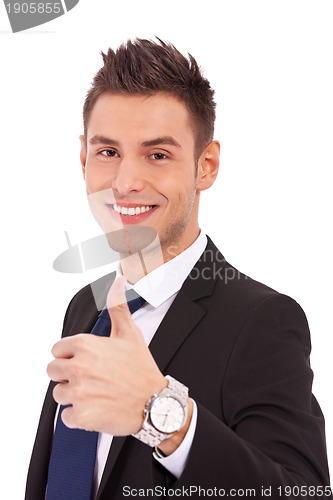 Image of business man with thumbs up gesture