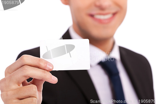 Image of Blank Credit Card in Business man Hand 