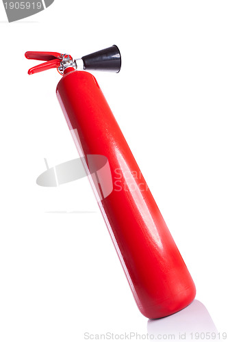 Image of picture from bellow of a fire extinguisher