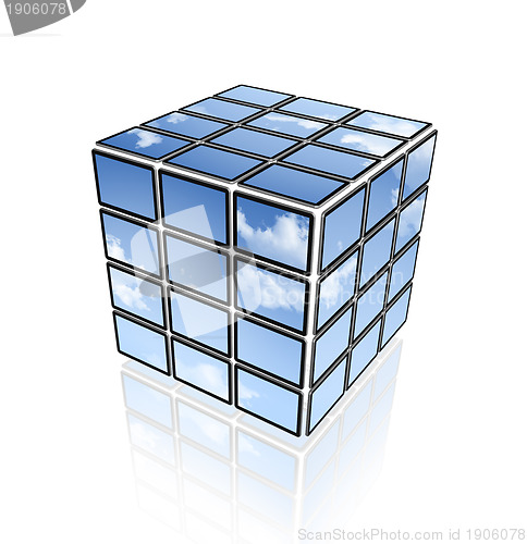 Image of Video cube of flat sky tv screens