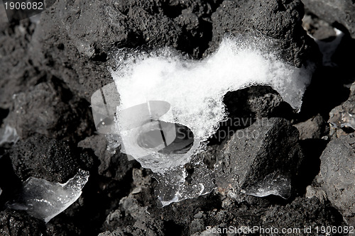 Image of Ice on lava macro detail