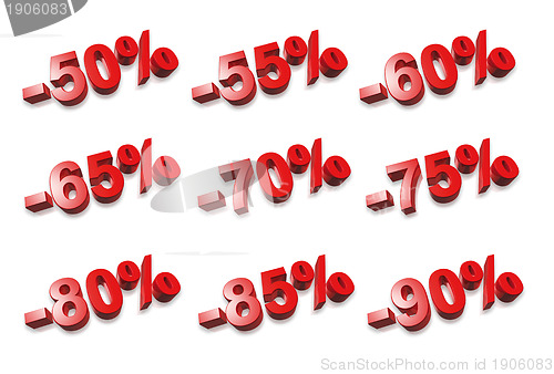 Image of 3D percent numbers - %
