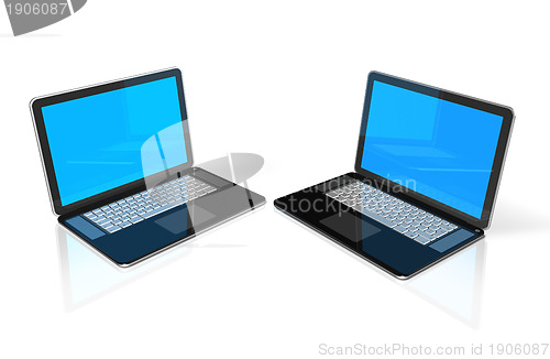 Image of two black Laptop computers isolated on white
