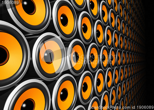 Image of orange speakers wall