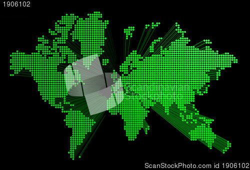 Image of three dimensional green world map