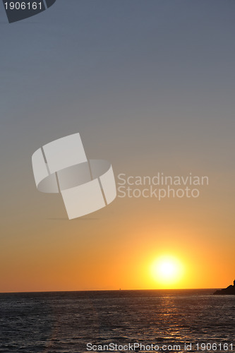 Image of greece romantic sunset at sea