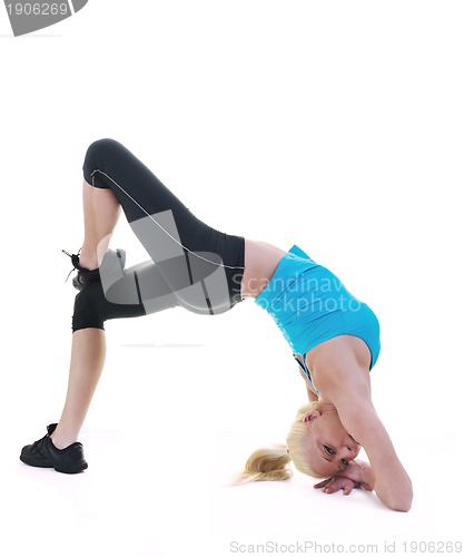 Image of fitness and exercise with blonde woman