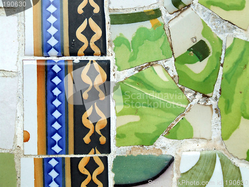 Image of Gaudi mosaic - Barcelona detail