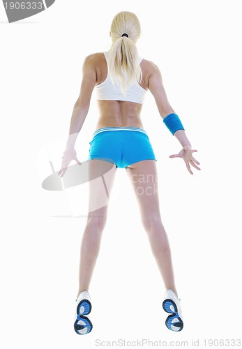 Image of fitness and exercise with blonde woman