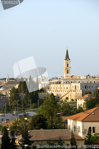 Image of rooftop view Jerusalem Palestine Israel architecture  blue dome 