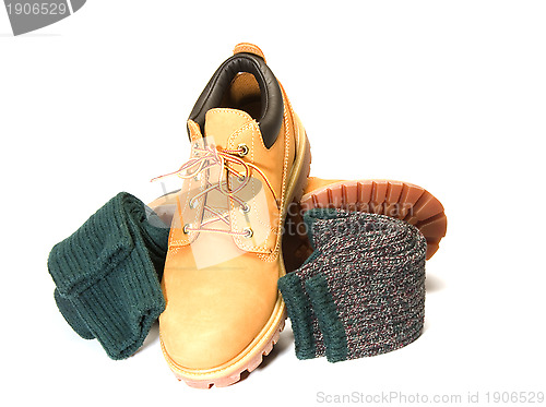 Image of rugged outdoor low cut oxford work shoe boot ragg socks