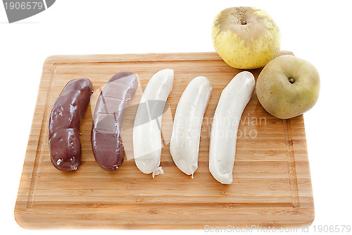 Image of black pudding and white sausages