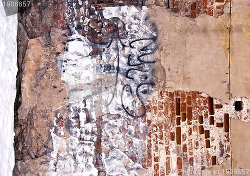 Image of Dilapidated wall background wall paint graffiti 