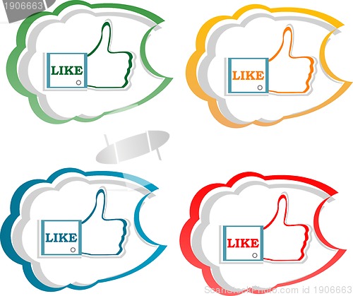 Image of set of like stickers label with hands