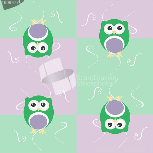 Image of Cute seamless owl background patten for baby kids in vector