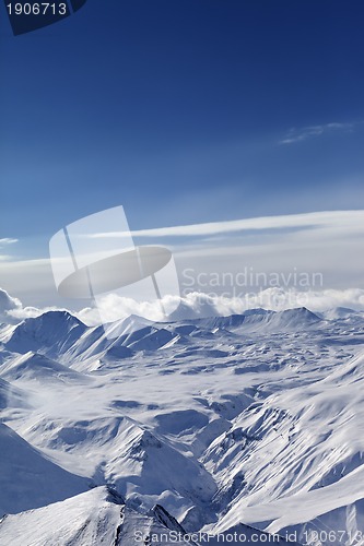 Image of Top view of snow capped mountains