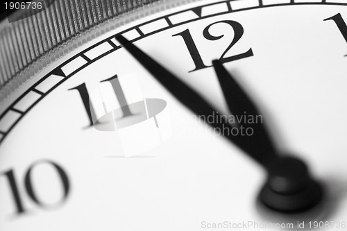 Image of clock, black and white photo