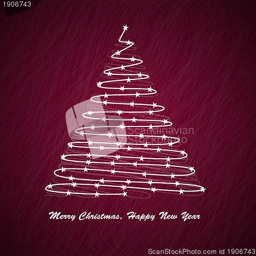 Image of Christmas tree on red background